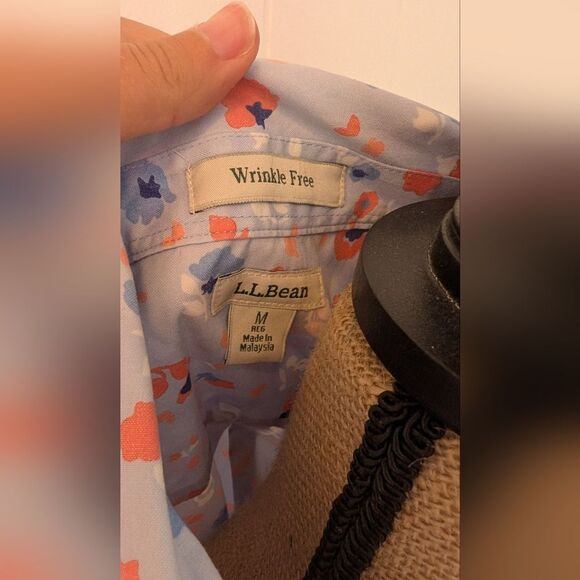 L.L. Bean Light Blue Floral Women's Button Down Shirt - Picture 2 of 7